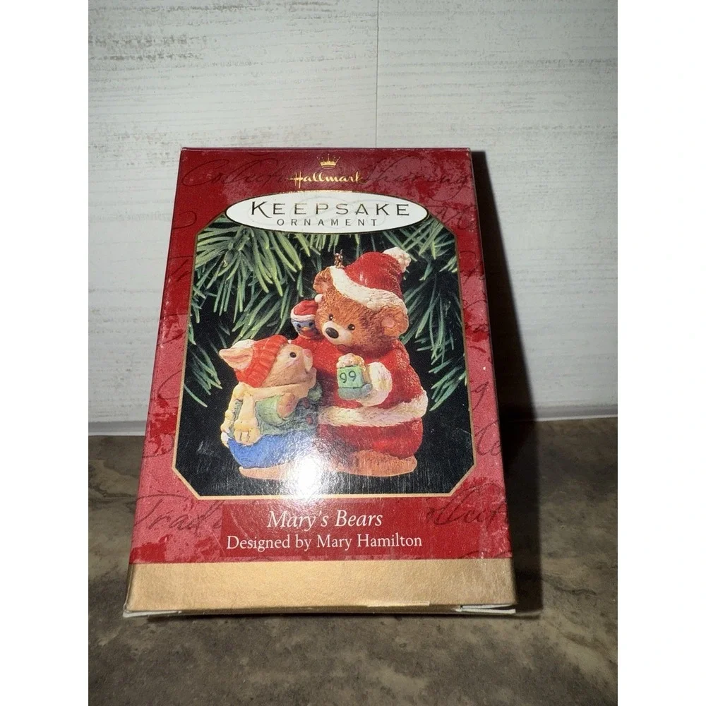 1999 Hallmark‎ Keepsake CHRISTMAS Ornament Mary's Bears BUNNY BEAR Holiday Box